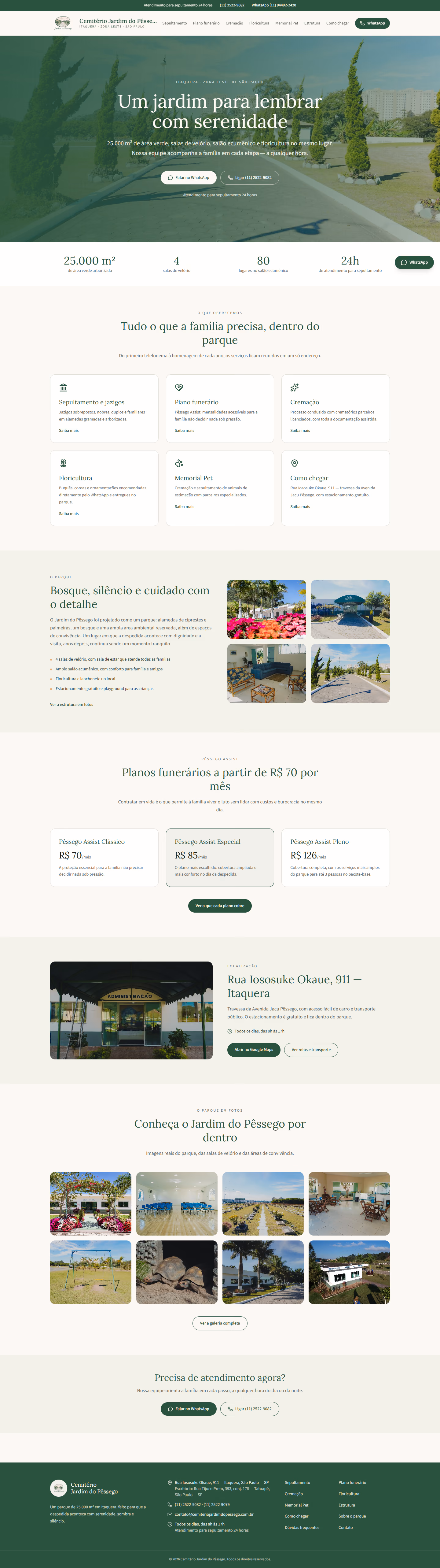 Site da Cemitério Jardim do Pêssego