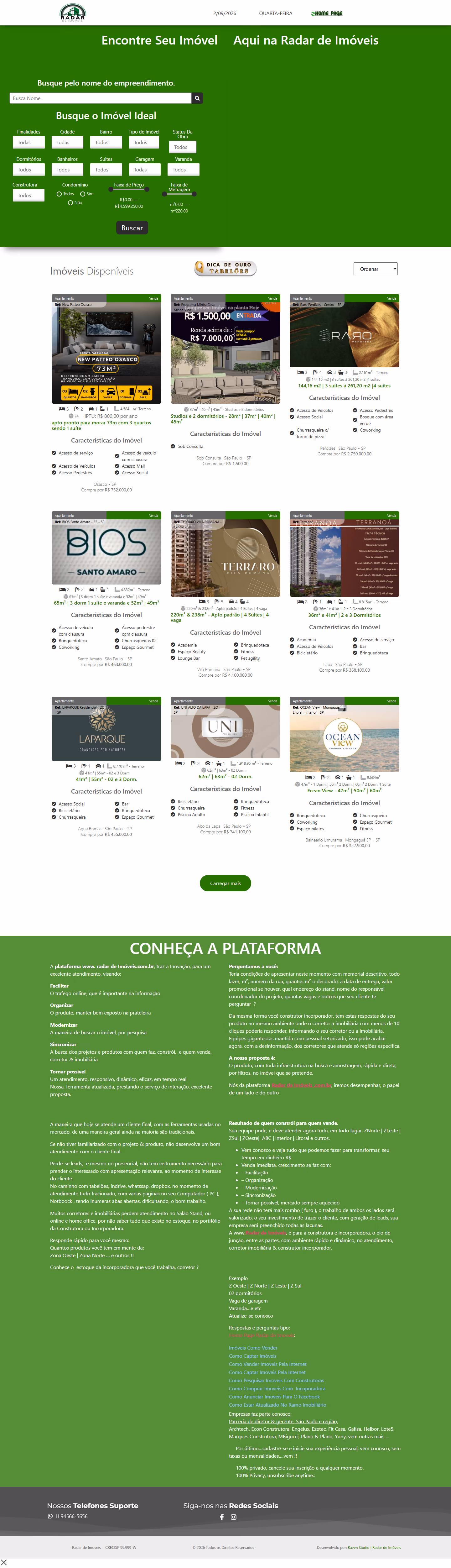 Site da Radar de Imóveis